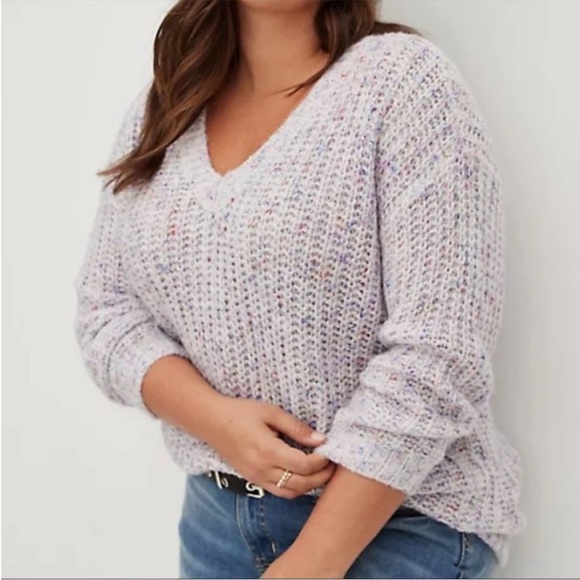 torrid Sweaters - Torrid Multicolor Confetti V-Neck Pullover Sweater Sz 0 Ultra Soft Chunky Knit